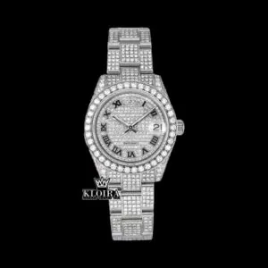 Roles Fully Iced Out Moissanite Diamond Watch - White Dial