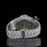 Fully Iced Out White Dial Black Stick Markers Moissanite Diamond Watch Caseback View