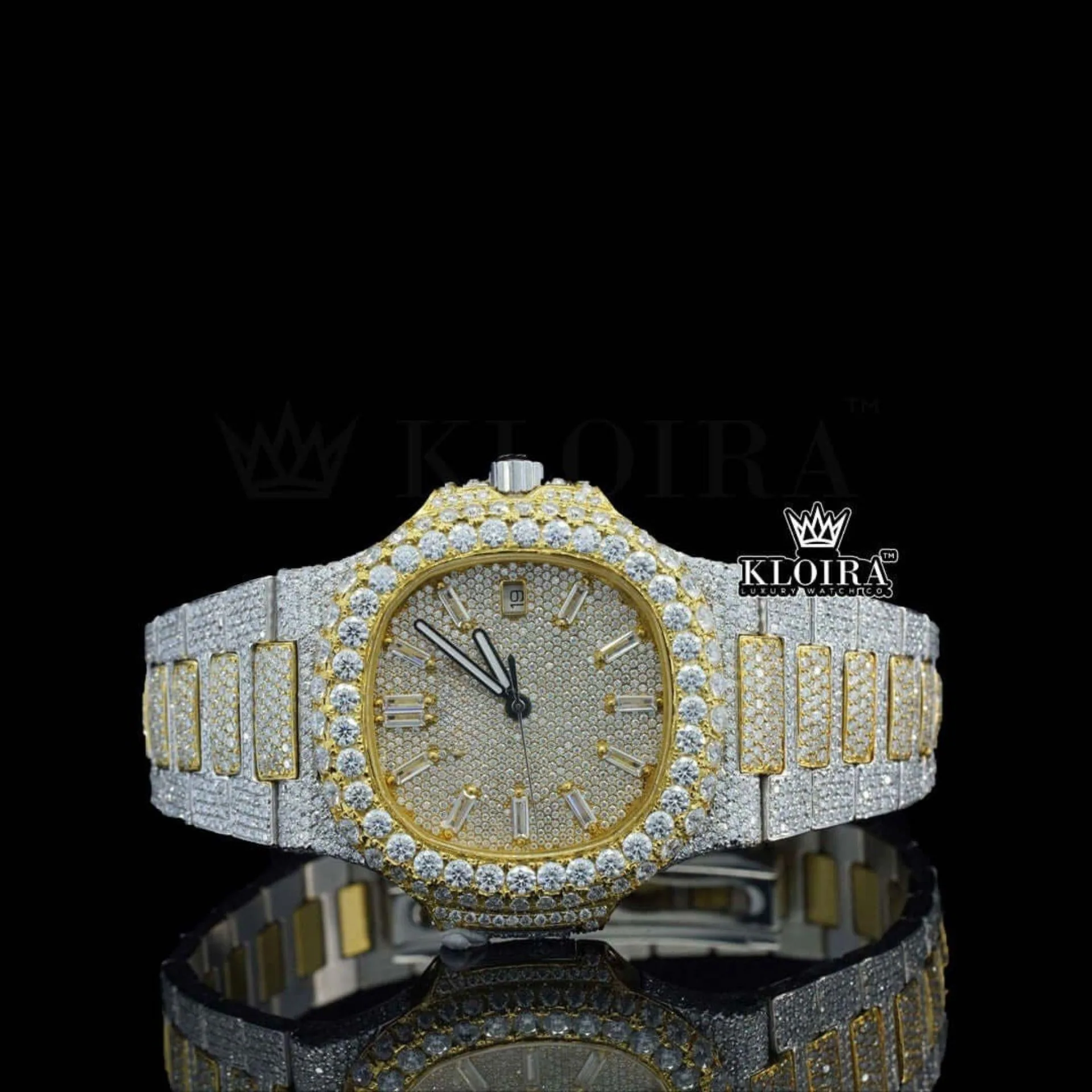 Patik Philippe Automatic Tourbillon Watch with yellow dial and diamond markers, showcasing luxury design.