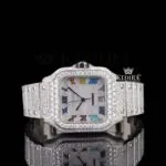 Cartior Fully Iced Rainbow Roman Numerals Moissanite Watch