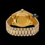 Gold Roman Numeral Watch Moissanite Diamond 14K Gold VVS 20 Carat 42mm Caseback View
