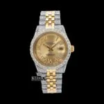 Roles Gold Roman Numerals Yellow Dial Two Tone Moissanite Watch