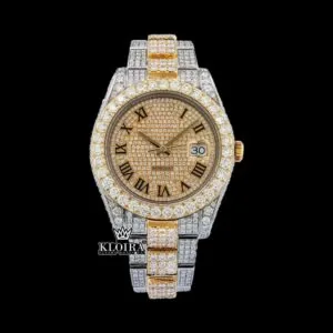 Roles Gold Silver Two Tone Roman Numerals Moissanite Watch