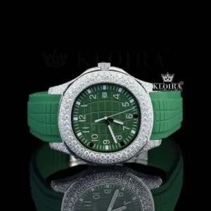 Patik Philippe Automatic Tourbillon Watch with Green Dial and Lab Diamonds