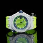 AP Royal Oak Offshore Moissanite Watch with Green Dial and Rubber Strap