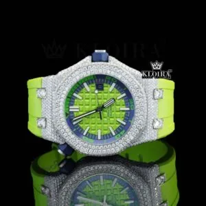 AP Royal Oak Offshore Moissanite Watch with Green Dial & Rubber Strap