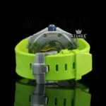 Green Dial White Stick Markers Semi Iced Out Moissanite Diamond Watch Strap View
