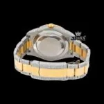 Green Roman Numerals Yellow Dial Two Tone Iced Out Moissanite Watch Caseback View