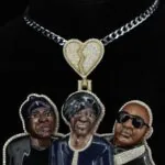 Moissanite Triad Hip Hop Pendant - Silver, 7 Carat