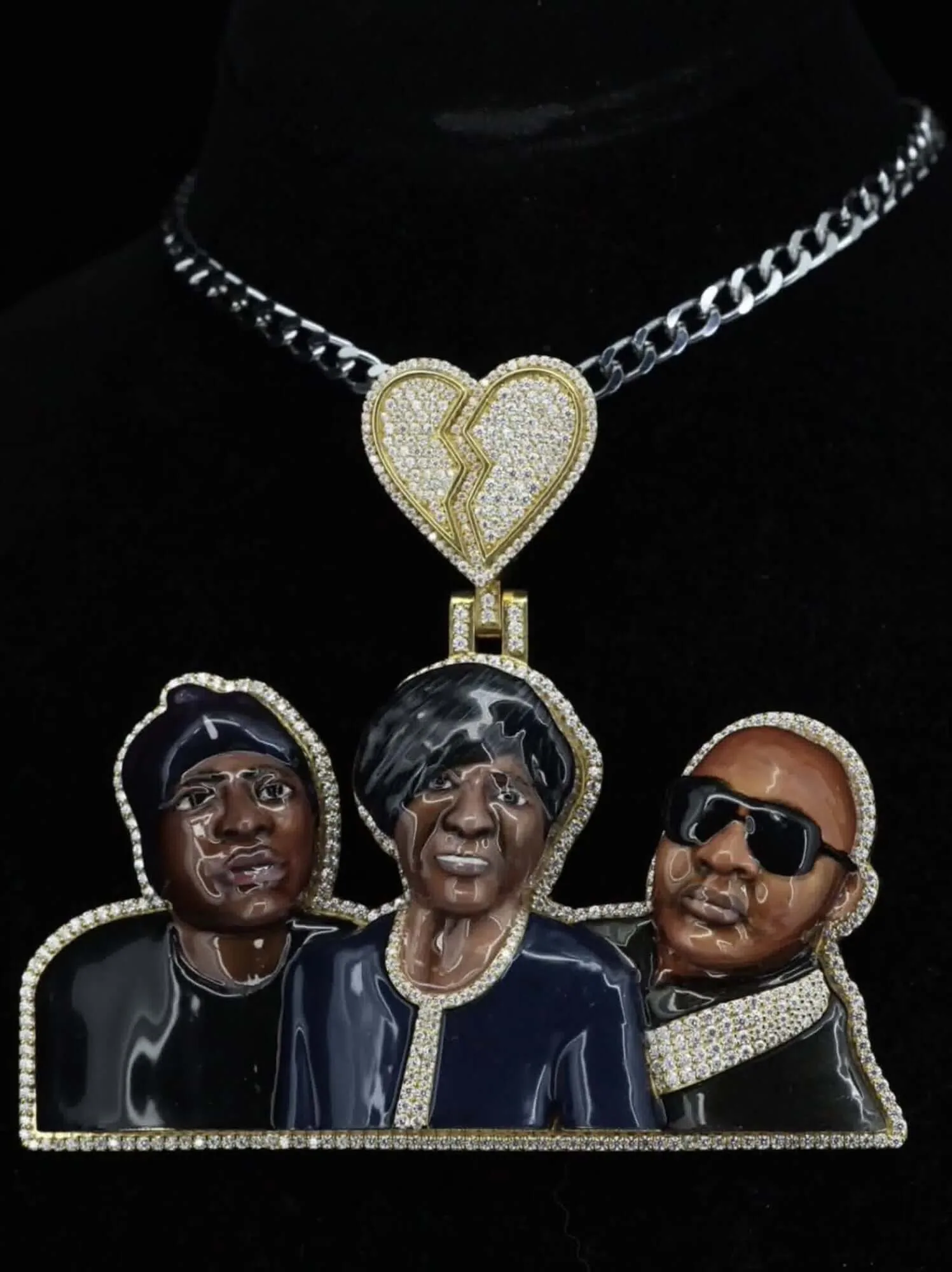 Moissanite Triad Hip Hop Pendant - Hip Hop Three Person One