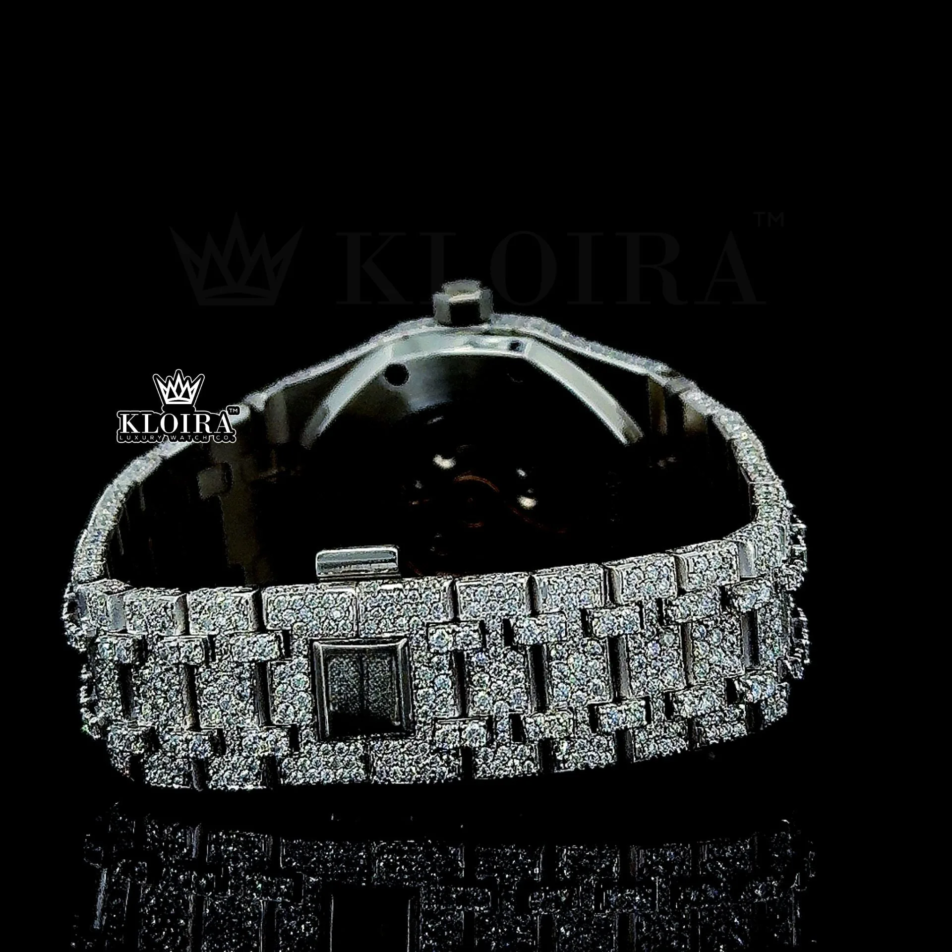 Iced Out AP Moissanite Watch Caseback View