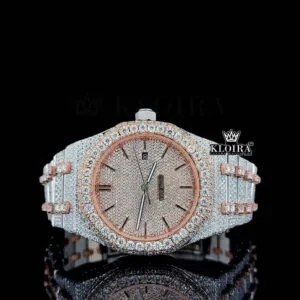 AP Iced Out Royal Oak Two Tone Rose Gold Moissanite Watch