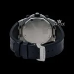 Iced Out Bezel Black Dial Rubber Strap Moissanite Diamond Watch Caseback View