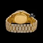 Iced Out Black Dial Roman Numerals Moissanite Diamond Watch Caseback View