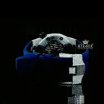 Iced Out Blue Date Display Dial Rubber Strap Moissanite Diamond Watch Caseback View