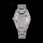Iced Out Date Display Stick Dial Moissanite Diamond Watch Caseback View