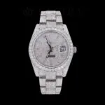 Roles Iced Out Date Display Stick Dial Moissanite Watch with Diamond Markers