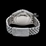 Iced Out Red Dial Roman Numeral Moissanite Diamond Watch Caseback View