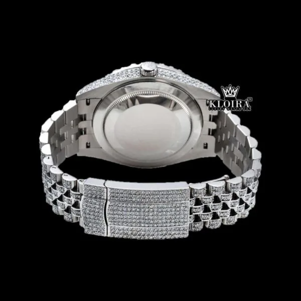 Iced Out Red Dial Roman Numeral Moissanite Diamond Watch Caseback View