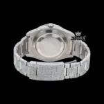 Iced Out Roman Numeral Red Dial Moissanite Diamond Watch Caseback View