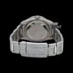 Iced Out Roman Numerals Blue Dial Moissanite Diamond Watch Caseback View
