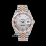 Roles Iced Out Two Tone Rose Gold Dial Moissanite Watch