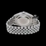 Iced Out White Dial Rainbow Stick Markers Moissanite Diamond Watch Caseback View