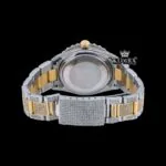Iced Out Yellow Roman Numerals Two Tone Red Dial Watch Moissanite Watch Caseback View
