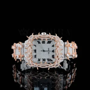 Cartior Jesus Thorn Two Tone Rose Gold Moissanite Watch
