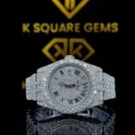 K Square Arabic Numerals Full Iced Out Customised Moissanite Watch
