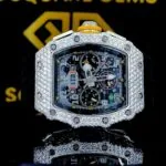 K Square Customised Moissanite Watch - K Square Chronograph Iced Out Ribber Strap Customised Moissanite Watch