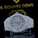 K Square Fully Iced Out Arabic Numerals Customised Moissanite Watch