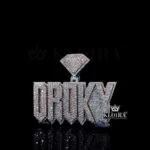 Luxe Statement Charm Droky Pendant in rose silver with moissanite stones