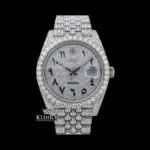 Roles Moissanite Watch Datejust 14K Gold 42mm Arabic Numbers