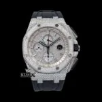 AP Men's Rubber Strap Moissanite Diamond Watch with 14K Gold Plating