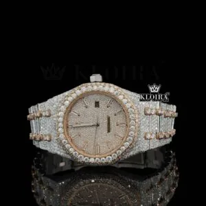 AP Men's Two Tone Rose Gold Iced Out Moissanite Watch