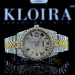 Roles Men's Moissanite Watch - Two-Tone Datejust Style