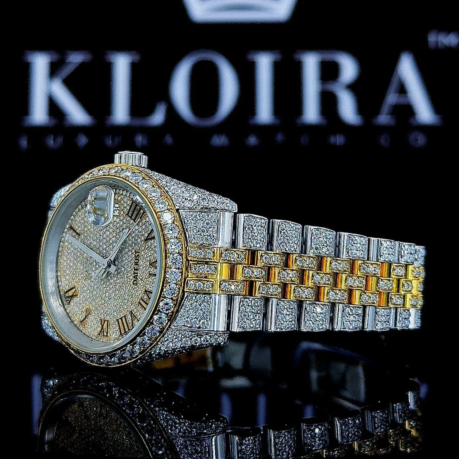 Mens Roles Moissanite Watch Left Profile View