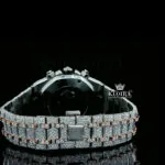 Mens Rose Gold Fully Iced Out Chronograph Moissanite Watch Caseback View