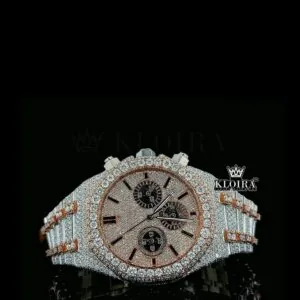 AP Mens Rose Gold Chronograph Moissanite Watch
