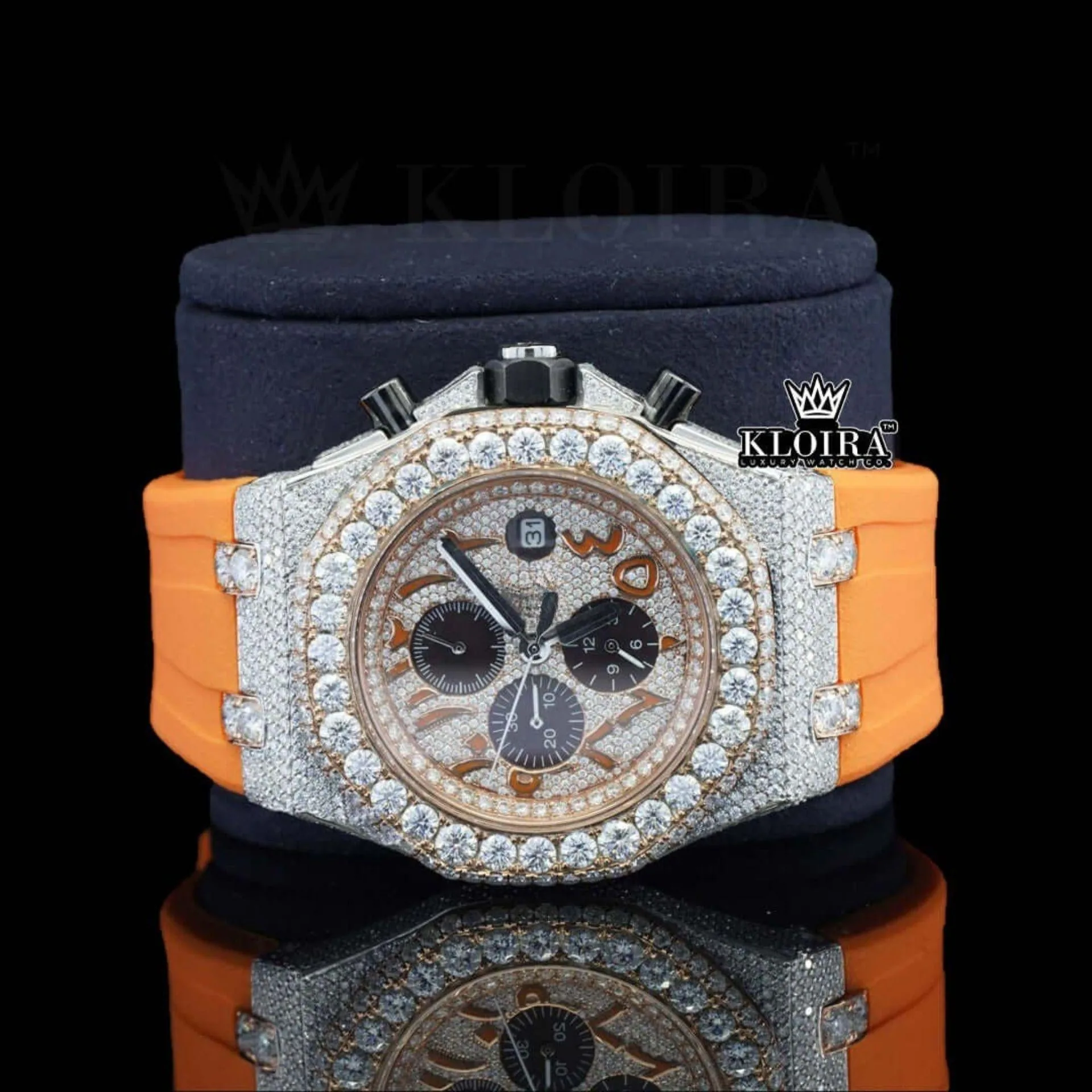 Moissanite AP Watch Arabic Close Up Dial View