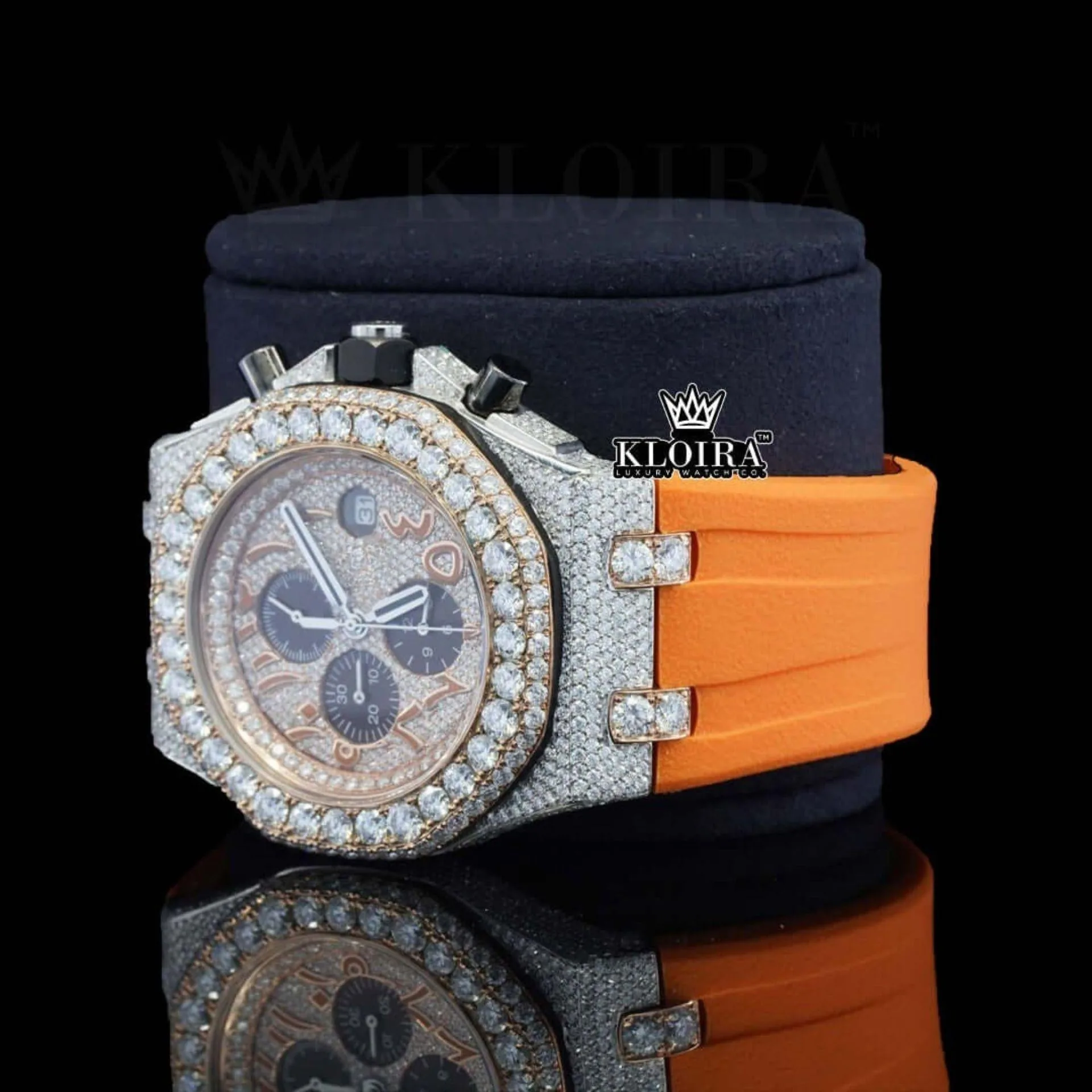Moissanite AP Watch Arabic Left Profile View