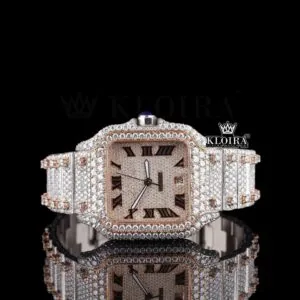 Cartior Roman Numeral Two Tone Rose Gold Moissanite Watch