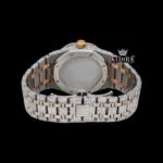 Moonphase White Dial Stick Markers Two Tone Iced Out Moissanite Watch Caseback View