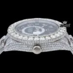 Nocturne Moissanite Diamond Watch 14K Gold VVS 20 Carat 42mm Closeup Side
