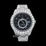 Roles Sky Dweller Moissanite Watch 14K Gold Plating 42mm front view