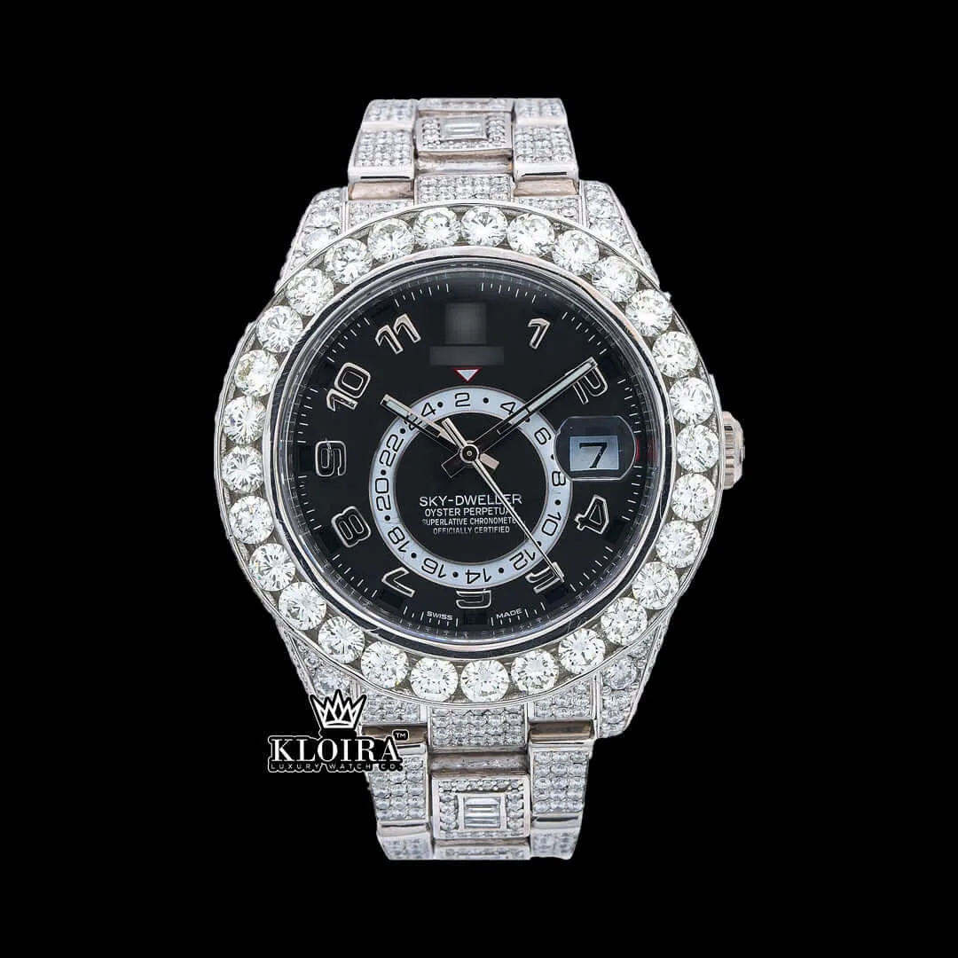 Roles Sky Dweller Moissanite Watch 14K Gold Plating 42mm front view