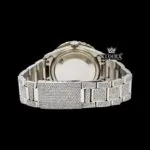 Ocean Blue Dial Diamond Markers Moissanite Diamond Watch Caseback View