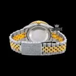 Ocean Blue Dial Roman Numerals Two Tone Moissanite Diamond Watch Caseback View