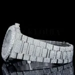 Patik Philippe Nautilus Silver 41mm Diamond Studded Swiss Made Black Stick Numerals Watch